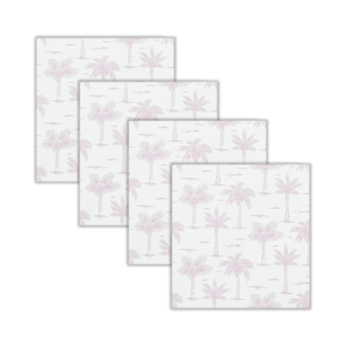 4pc Rayell Ceramic Printed Coasters Paradise's Palms Pink