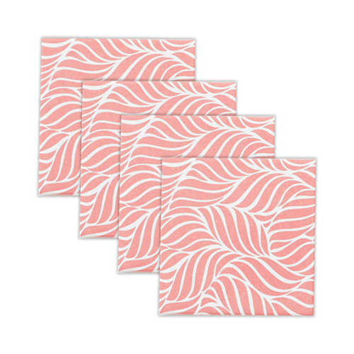 4pc Rayell Ceramic Printed Coasters Leaf Love Tangerine