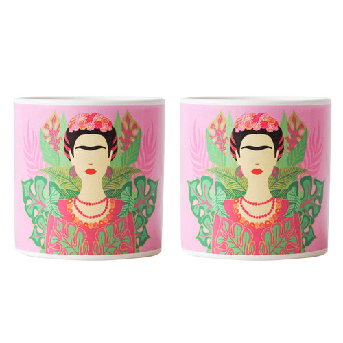 2x Rayell 7cm Ceramic Tropical Frida Pot S - Multicolour