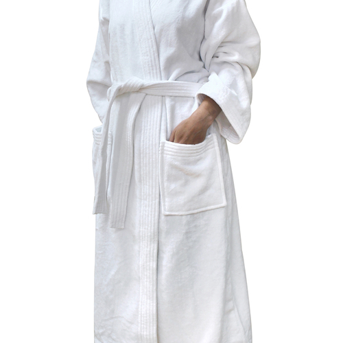 Jason Commercial Cotton Velour Kimono Bath Robe 124cm White
