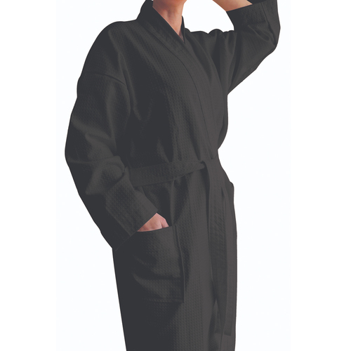 Jason Commercial Waffle Kimono Bath Robe 127cm Ebony