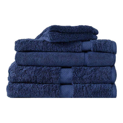 6pc Canningvale Royal Splendour Home Decor Bath Towel Set Mezzanotte Blue