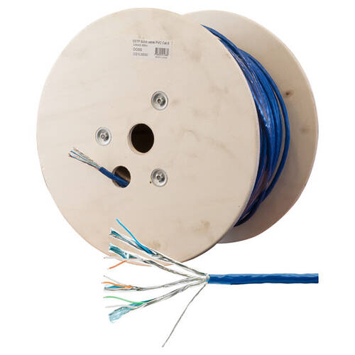 Doss SSTP CAT6 Solid Cable Shielded LAN Network Lead Reel Roll Blue 305M
