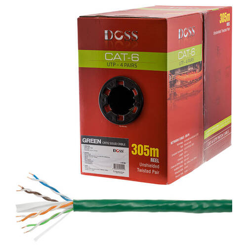 Doss CAT6 Solid Cable UTP 4-Pair LAN Network Connector Reel Roll Green 305M