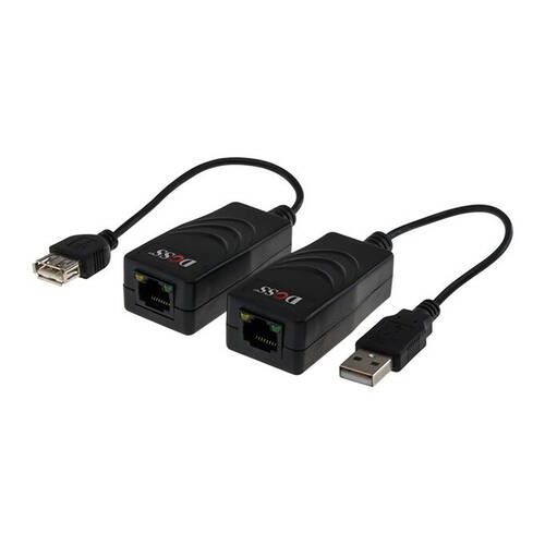 Doss USB Extension Over CAT5 Hub Extender Adapter For Webcam/TV Black 100M