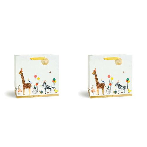 2PK Rifle Paper Co Birthday Gift Bag w/ Ribbon 33x32cm Large Party Animals