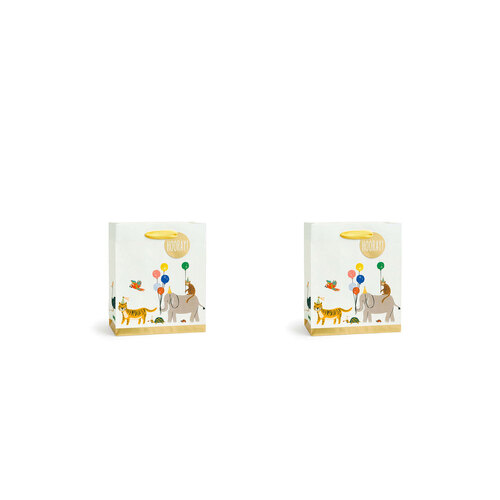 2PK Rifle Paper Co Birthday Gift Bag w/ Ribbon 20x24cm Medium Party Animals