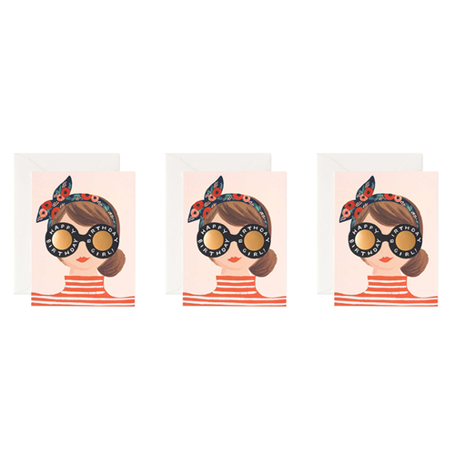 3x Rifle Paper Co 10.7x14cm Blank Single Greeting Card w/ Envelope - Birthday Girl