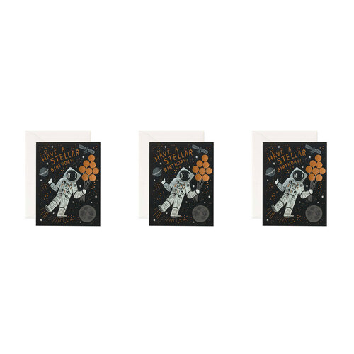 3PK Rifle Paper Co Single Card w/ Envelope Stellar Birthday 10.7x14cm