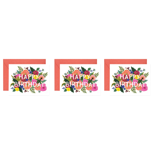 3x Rifle Paper Co 14cm Blank Single Greeting Card w/ Envelope - Juliet Rose Birthday