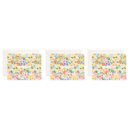 3x Rifle Paper Co 10.7x14cm Blank Single Greeting Card w/ Envelope - Prairie Birthday