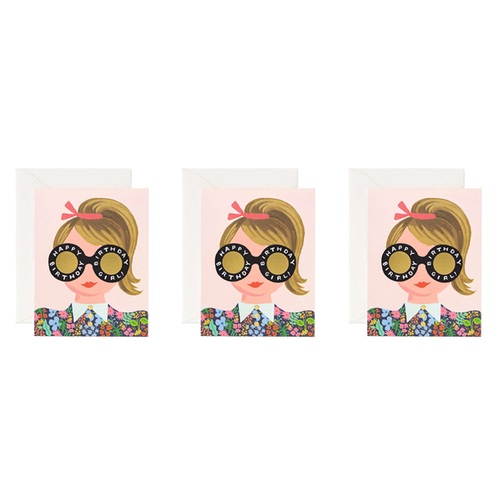 3x Rifle Paper Co 14cm Blank Single Greeting Card w/ Envelope - Meadow Birthday Girl