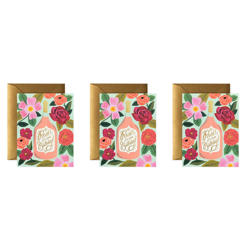 3x Rifle Paper Co 14cm Blank Single Greeting Card w/ Envelope Rose It's Your Birthday