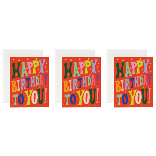 3x Rifle Paper Co 11x14cm Blank Single Greeting Card w/ Envelope - Groovy Birthday