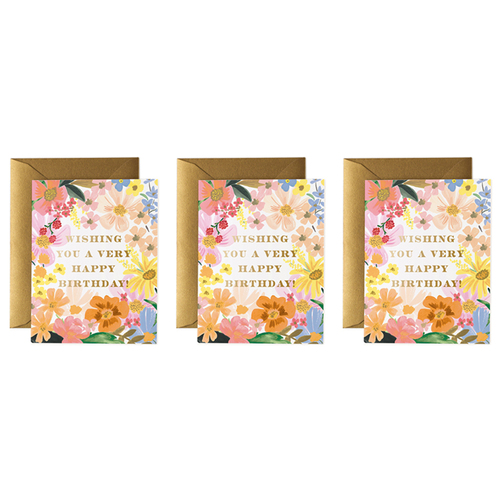 3x Rifle Paper Co 11x14cm Blank Single Greeting Card w/ Envelope - Marguerite Birthday