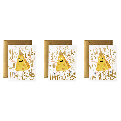 3x Rifle Paper Co 14cm Blank Single Greeting Card w/ Envelope Better With Age Birthday
