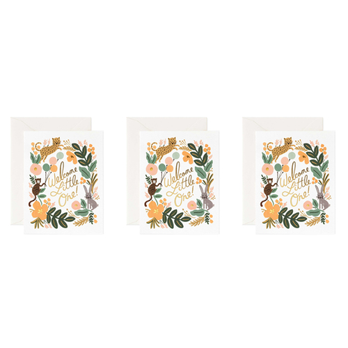 3x Rifle Paper Co 10.7x14cm Blank Single Greeting Card w/ Envelope - Menagerie Baby