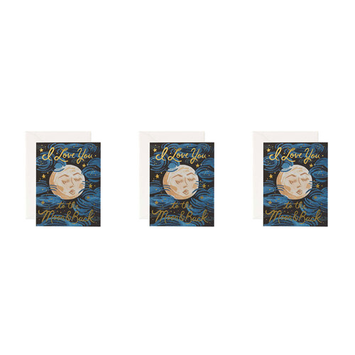 3PK Rifle Paper Co Single Card w/ Envelope To the Moon and Back 10.7x14cm