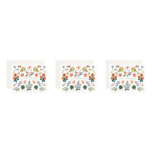 3PK Rifle Paper Co Single Card w/ Envelope Wildwood Congrats 10.7x14cm
