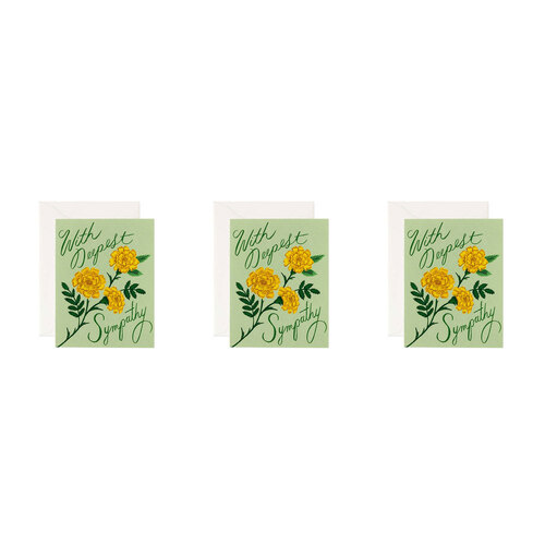 3PK Rifle Paper Co Single Card w/ Envelope Marigold Sympathy 11x14cm