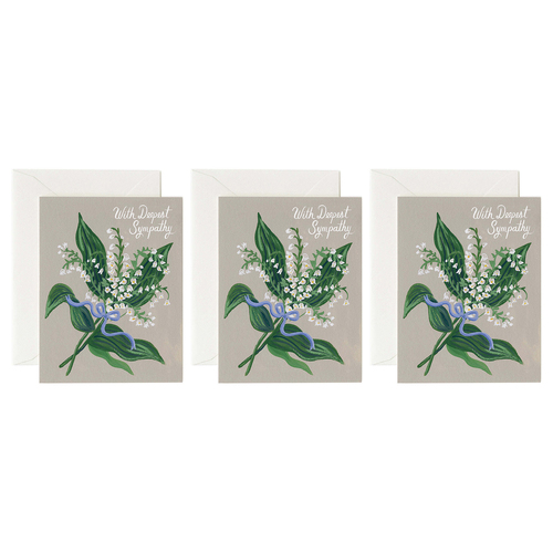 3PK Rifle Paper Co Single Card w/ Envelope Lily of the Valley Sympathy 11x14cm