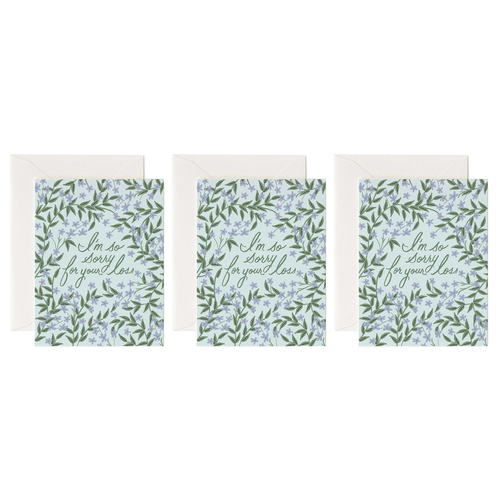 3PK Rifle Paper Co Single Card w/ Envelope Laurel Sympathy 11x14cm