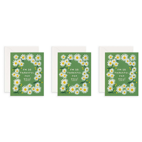 3x Rifle Paper Co 10.7x14cm Blank Single Greeting Card w/ Envelope Daisies Thankful for You