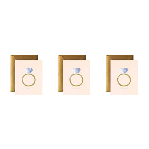 3PK Rifle Paper Co Single Card w/ Envelope Congrats Engagement 10.7x14cm