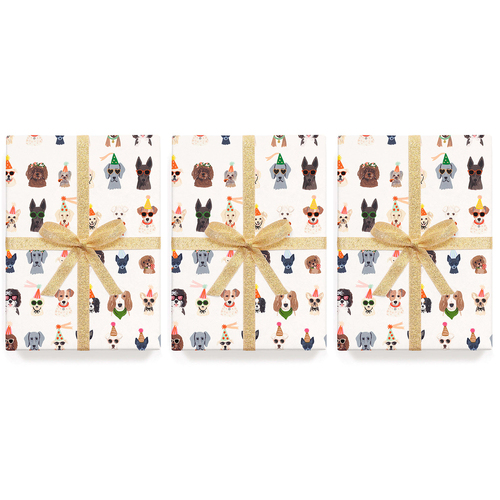 3PK Rifle Paper Co 69cm Single Wrapping Sheet Party Dogs