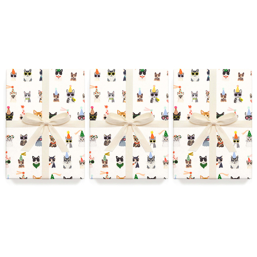3PK Rifle Paper Co 69cm Single Wrapping Sheet Party Cats