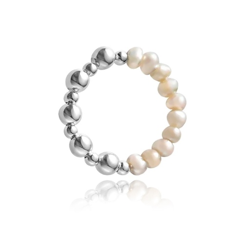 Culturesse Aoife Sterling Beaded 2cm Pearl Ring - Silver