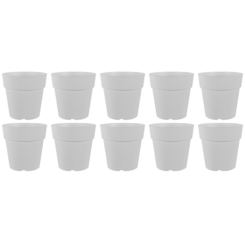 10PK Homeleisure Reko Plastic Plant Pot Round 125mm White 