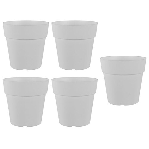 5PK Homeleisure Reko Plastic Plant Pot Round 125mm White 