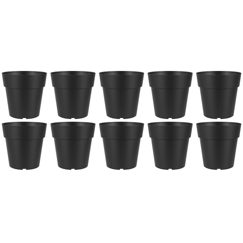 10PK Homeleisure Reko Plastic Plant Pot Round 125mm Charcoal 