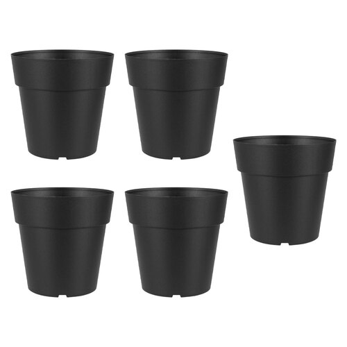5PK Homeleisure Reko Plastic Plant Pot Round 125mm Charcoal 