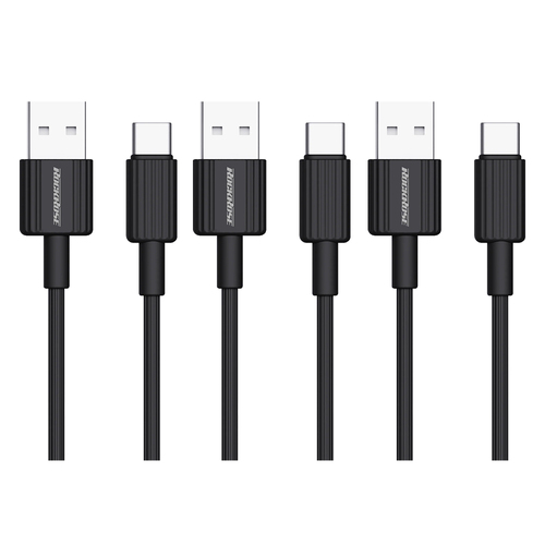 3PK RockRose Arrow AC 2.4A 1m USB-A to USB-C Charge & Sync Cable