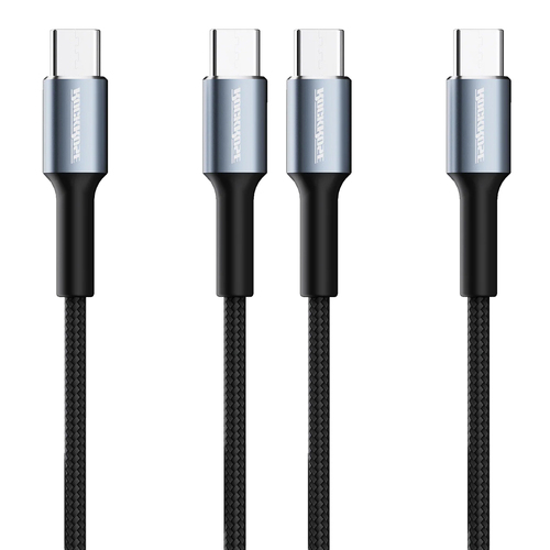 2PK RockRose Aspire CC 3A 60W Max 1m USB-C to USB-C Charge & Sync Cable