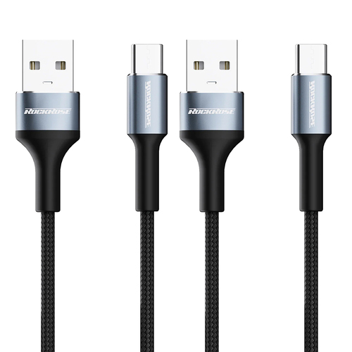 2PK RockRose Aspire AC 2.4A 1m USB-A to USB-C Charge & Sync Cable