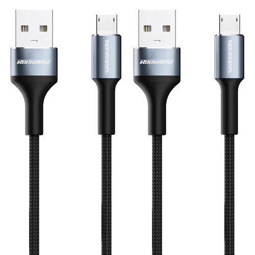 2PK RockRose Aspire AM 2.4A 1m USB-A to Micro USB Charge & Sync Cable