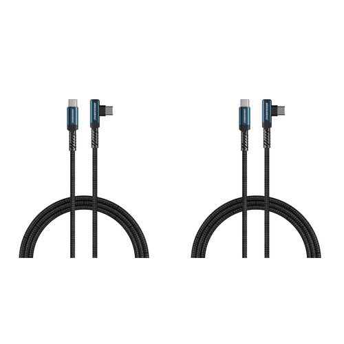 2PK Rockrose OneLink Pro Max 240W Right Angle USB-C Nylon Braided Cable