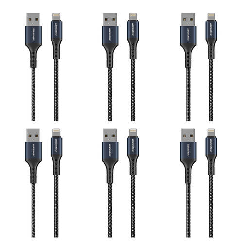 6PK Rockrose Sparta AL Nano USB-A to 8-Pin Fast Charging Cable 50cm