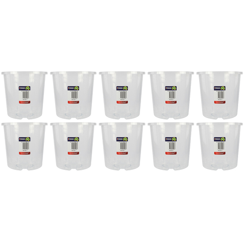 10PK Homeleisure Reko Pot SlimLine 200mm Clear Garden 