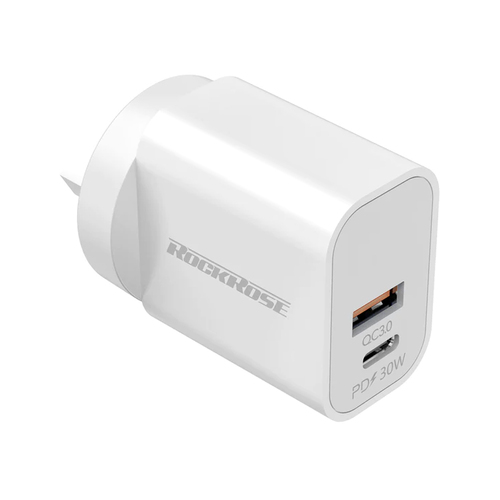 Rockrose 30W Dual Port Wall Travel Charger Casa Ac Max - White