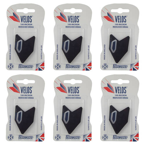 6x 3pc Harrows Velo Flights Series 100 Micron Sports Dart Game/Accessories