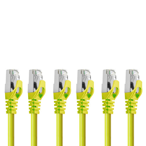 3PK Cruxtec RJ45 LAN CAT7 10GbE 50cm Triple Shielding Ethernet Cable - Yellow