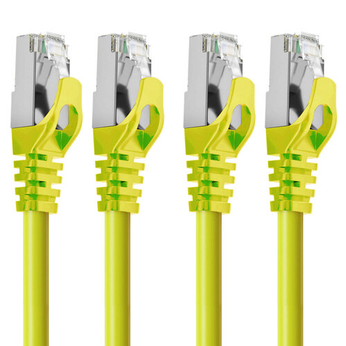 2PK Cruxtec RJ45 LAN CAT7 10GbE 3m Triple Shielding Ethernet Cable - Yellow