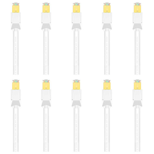 10PK Cruxtec CAT8 SF/FTP Triple Shield PoE Ethernet Cable 30cm - White