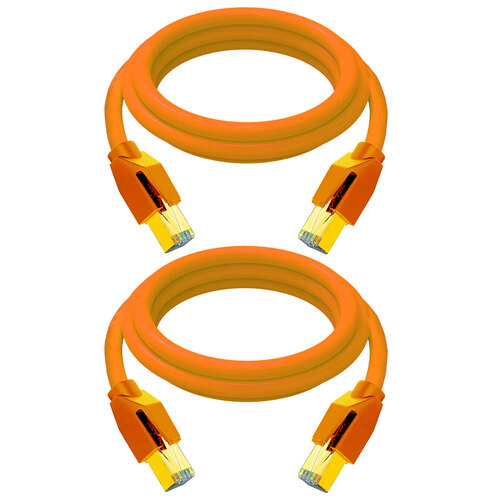 2PK Cruxtec RJ45 LAN CAT8 40GbE 2m Triple Shielding Ethernet Cable - Orange