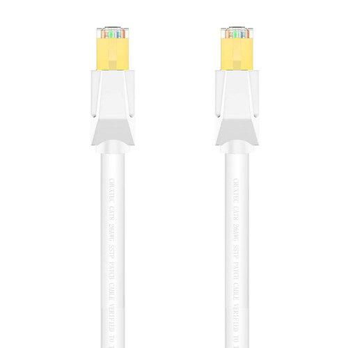 2PK Cruxtec CAT8 SF/FTP Triple Shield PoE Ethernet Cable 3m - White