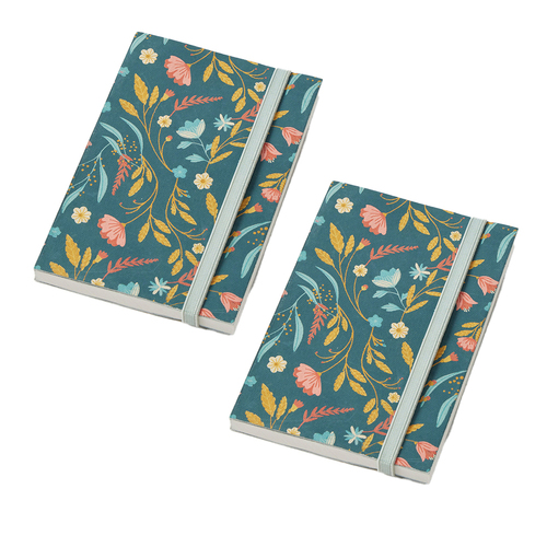 2PK Pilbeam Living Floret Pocket Recycled Cotton Notebook 10x15cm